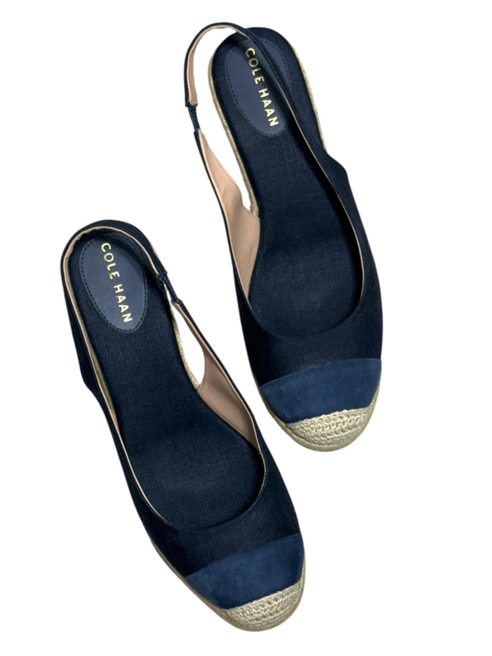 Cole Haan Cloudfeel Navy Espadrille Wedge Slingback Pumps Shoes Size 10.5